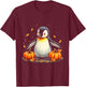 Cute Penguin Fall Vibes Autumn Pumpkins Thanksgiving T-Shirt - T-Shirt | Maroon