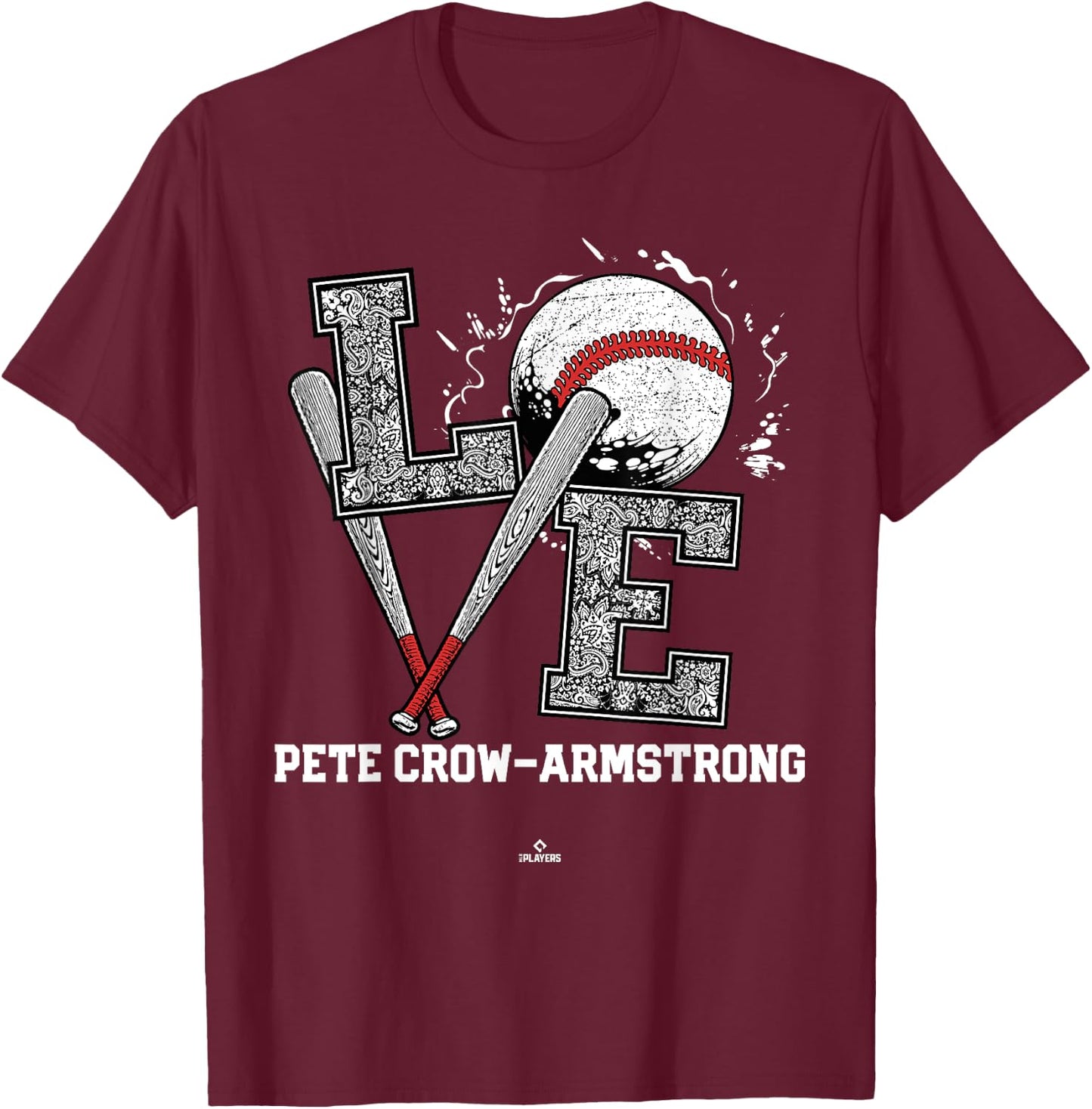 Distressed Baseball Love Pete Crow-Armstrong Chicago T-Shirt - T-Shirt | Maroon