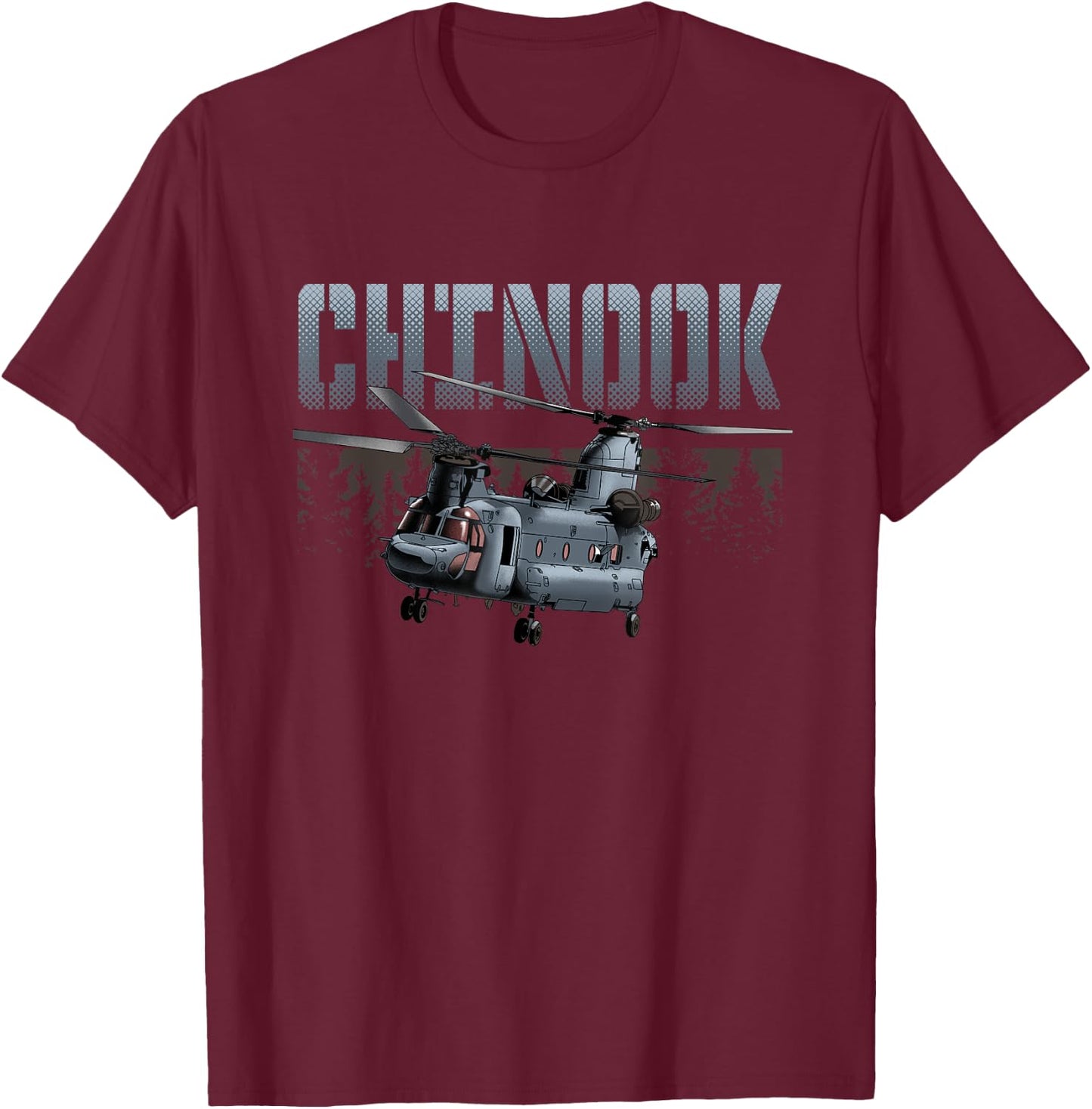 USA Military Warbird Airplane Chinook Helicopter T-Shirt - T-Shirt | Maroon