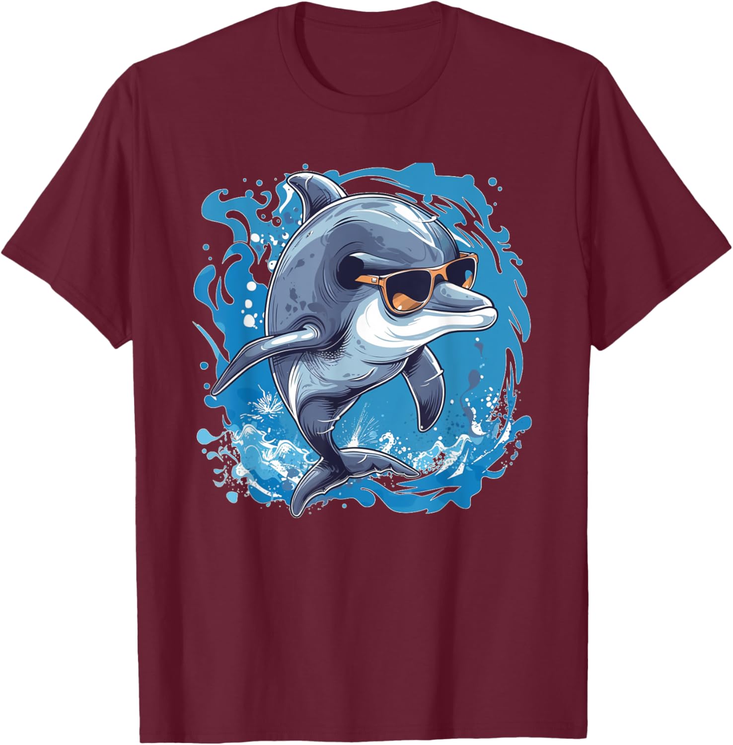 Nice Dolphin with awesome Sunglasses Outfit T-Shirt - T-Shirt | Maroon