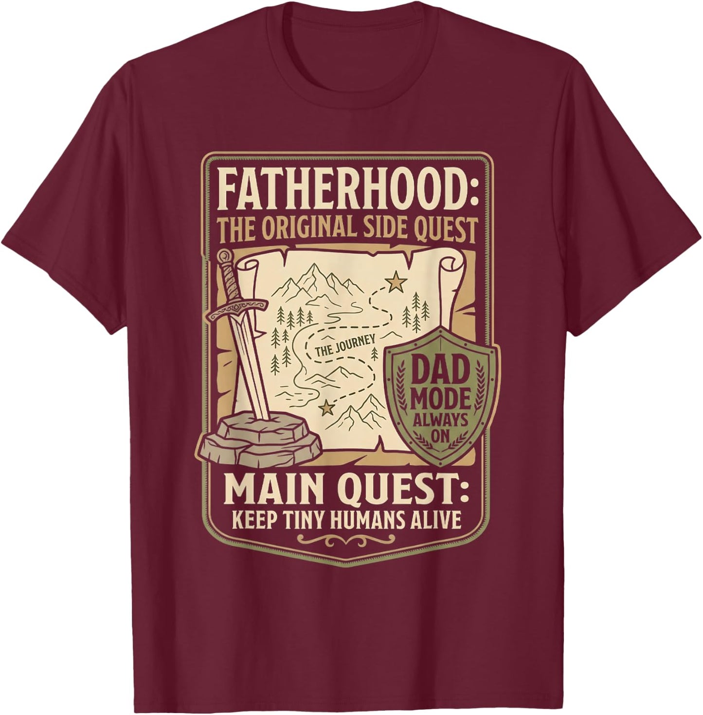 Father Dad Shirt Fatherhood The Original Side Quest Dad Mode T-Shirt - T-Shirt | Maroon
