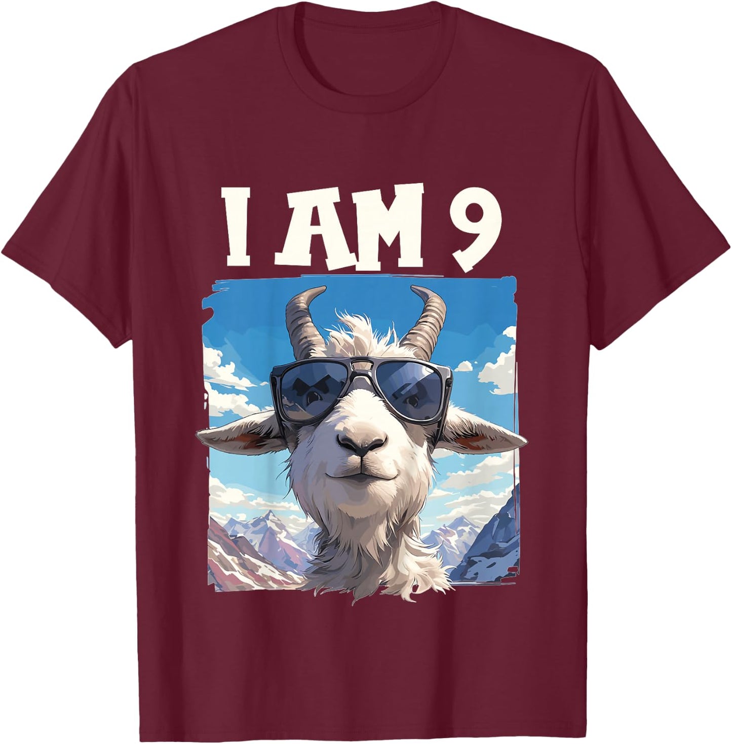 9 Years old 9 birthday Goats Boy Girl Goat T-Shirt - T-Shirt | Maroon