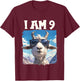 9 Years old 9 birthday Goats Boy Girl Goat T-Shirt - T-Shirt | Maroon