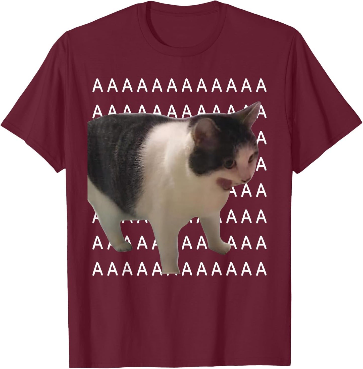 Screaming Cat Meme Angry Cat T-Shirt - T-Shirt | Maroon