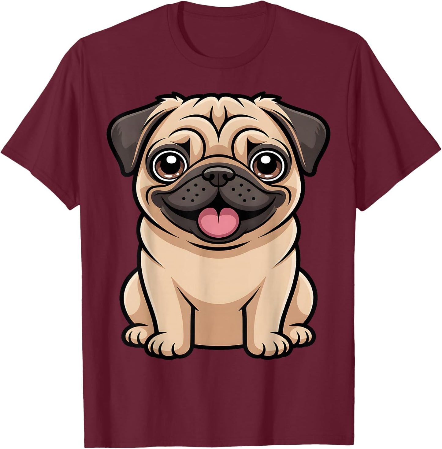 Cute Pug Lover T-Shirt - T-Shirt | Maroon