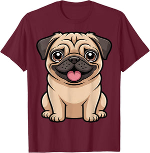 Cute Pug Lover T-Shirt - T-Shirt | Maroon