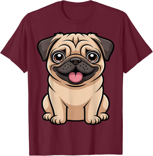 Cute Pug Lover T-Shirt - T-Shirt | Maroon