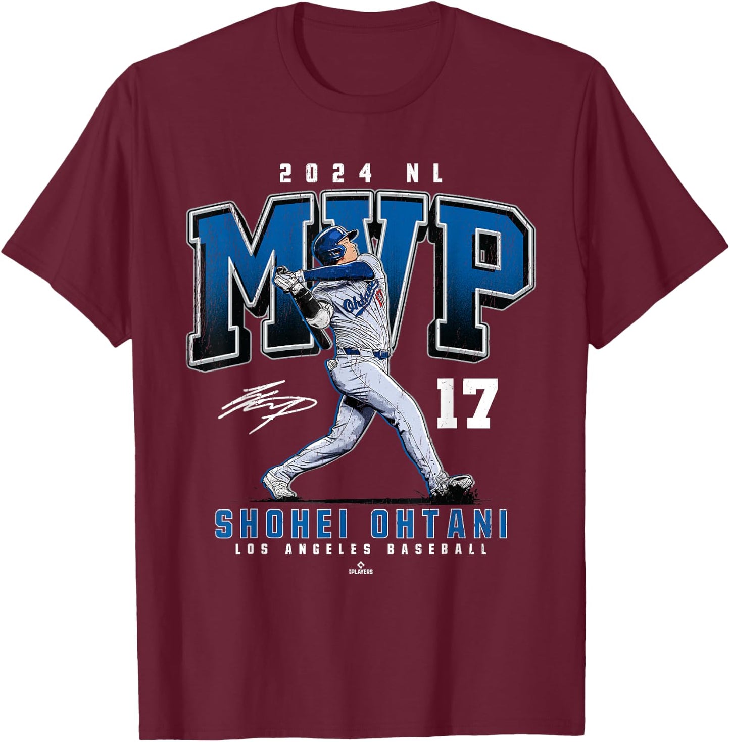 2024 NL MVP Shohei Ohtani Los Angeles Baseball MLBPA T-Shirt - T-Shirt | Maroon