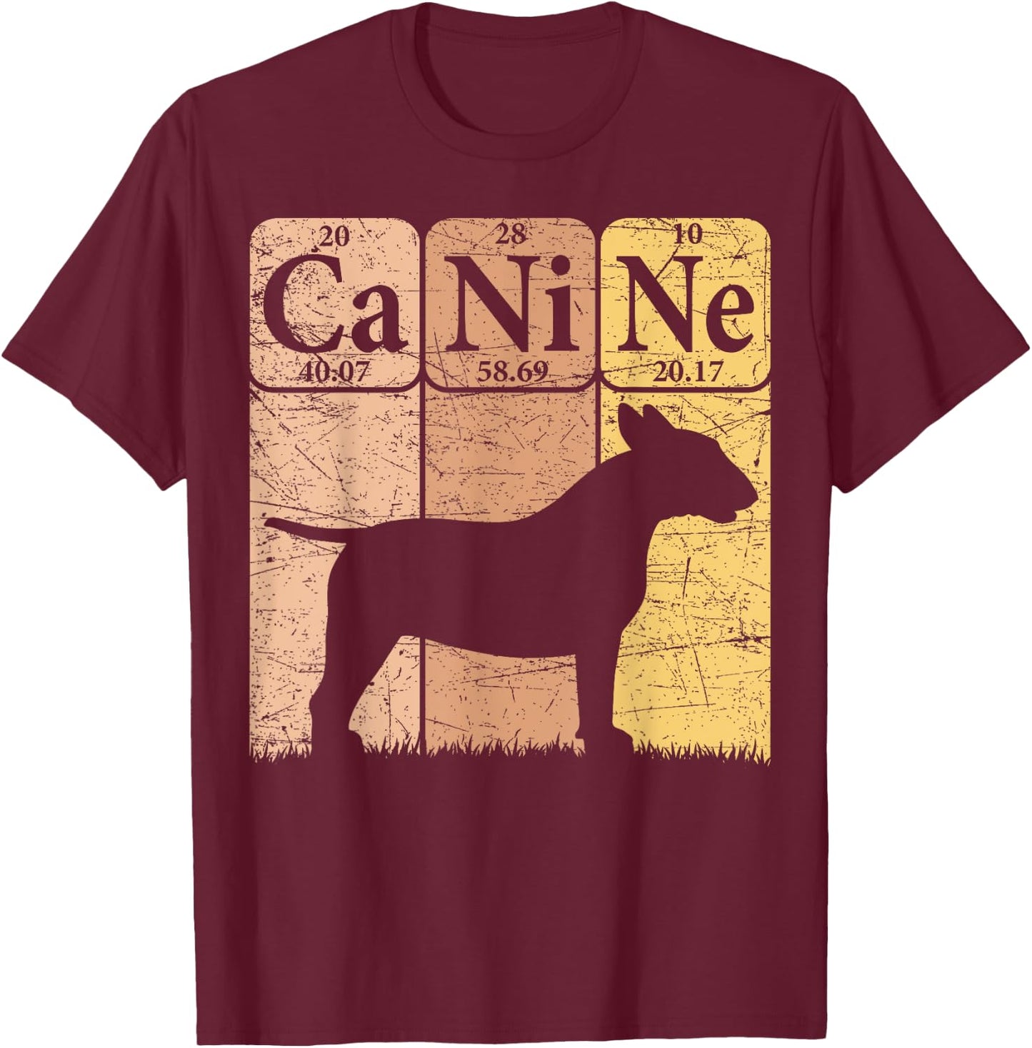 Bull Terrier Dog Periodic Table Elements Dog Lover Canine T-Shirt - T-Shirt | Maroon