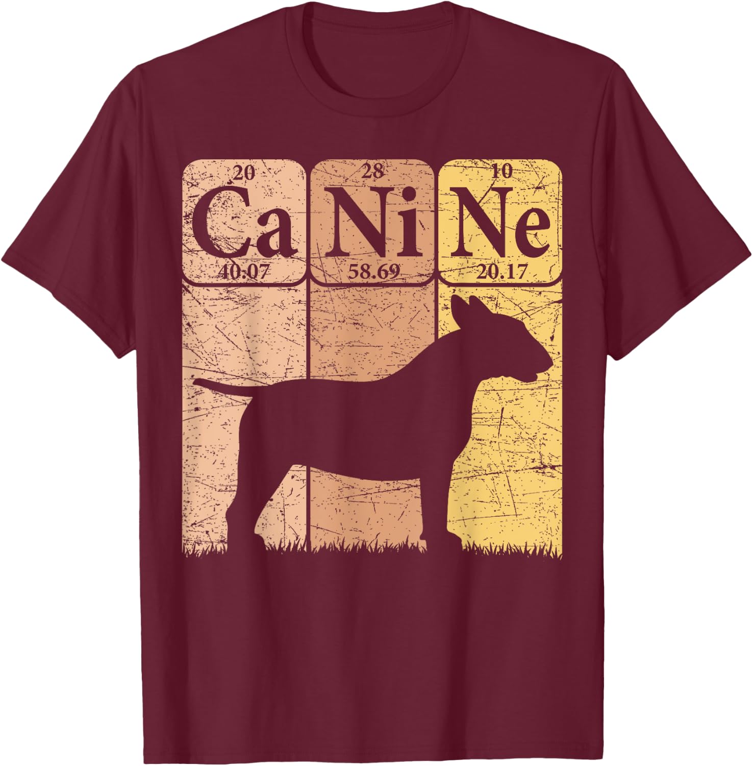 Bull Terrier Dog Periodic Table Elements Dog Lover Canine T-Shirt - T-Shirt | Maroon