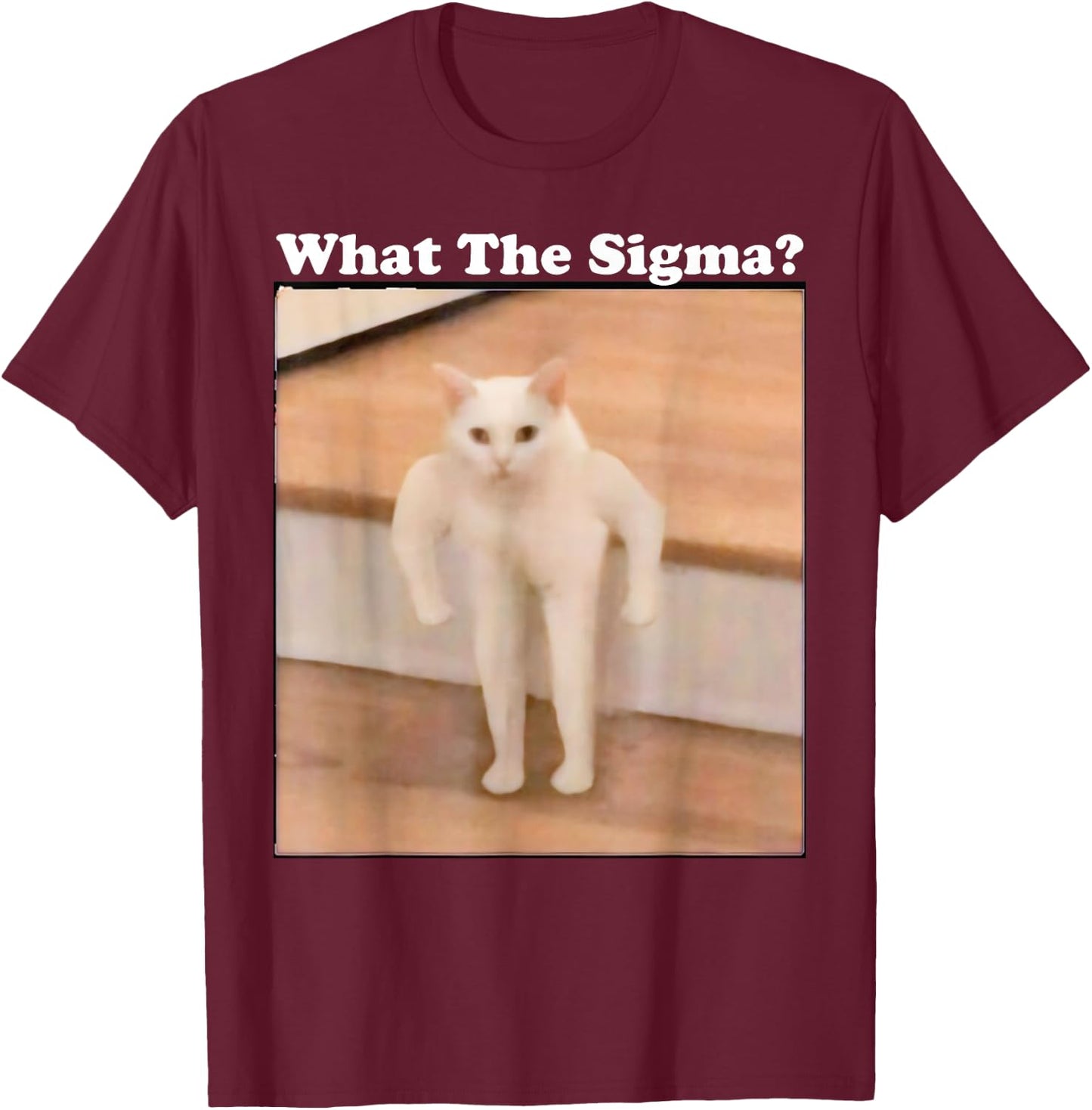 What Sigma Meme Cat Meme Internet Memes Funny Meme Gen Z Pun T-Shirt - T-Shirt | Maroon