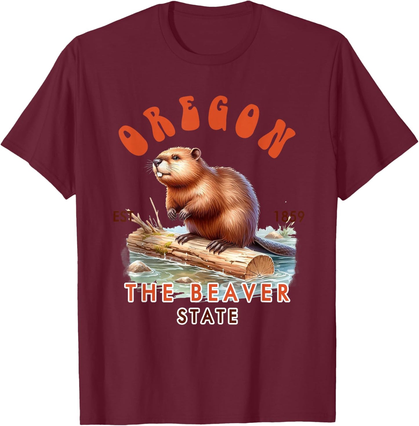 Oregon Travel The Beaver State Vacation Oregon State Beaver T-Shirt - T-Shirt | Maroon