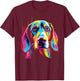 Watercolor Colorful Treeing Walker Coonhound Dog T-Shirt - T-Shirt | Maroon