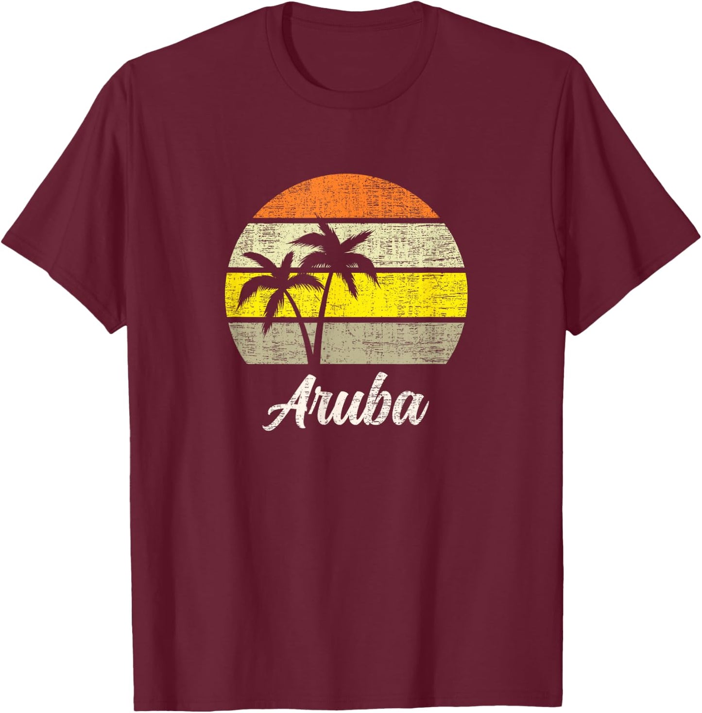 Vintage Aruba Caribbean 70s Retro Beach Surf Love Aruba T-Shirt - T-Shirt | Maroon