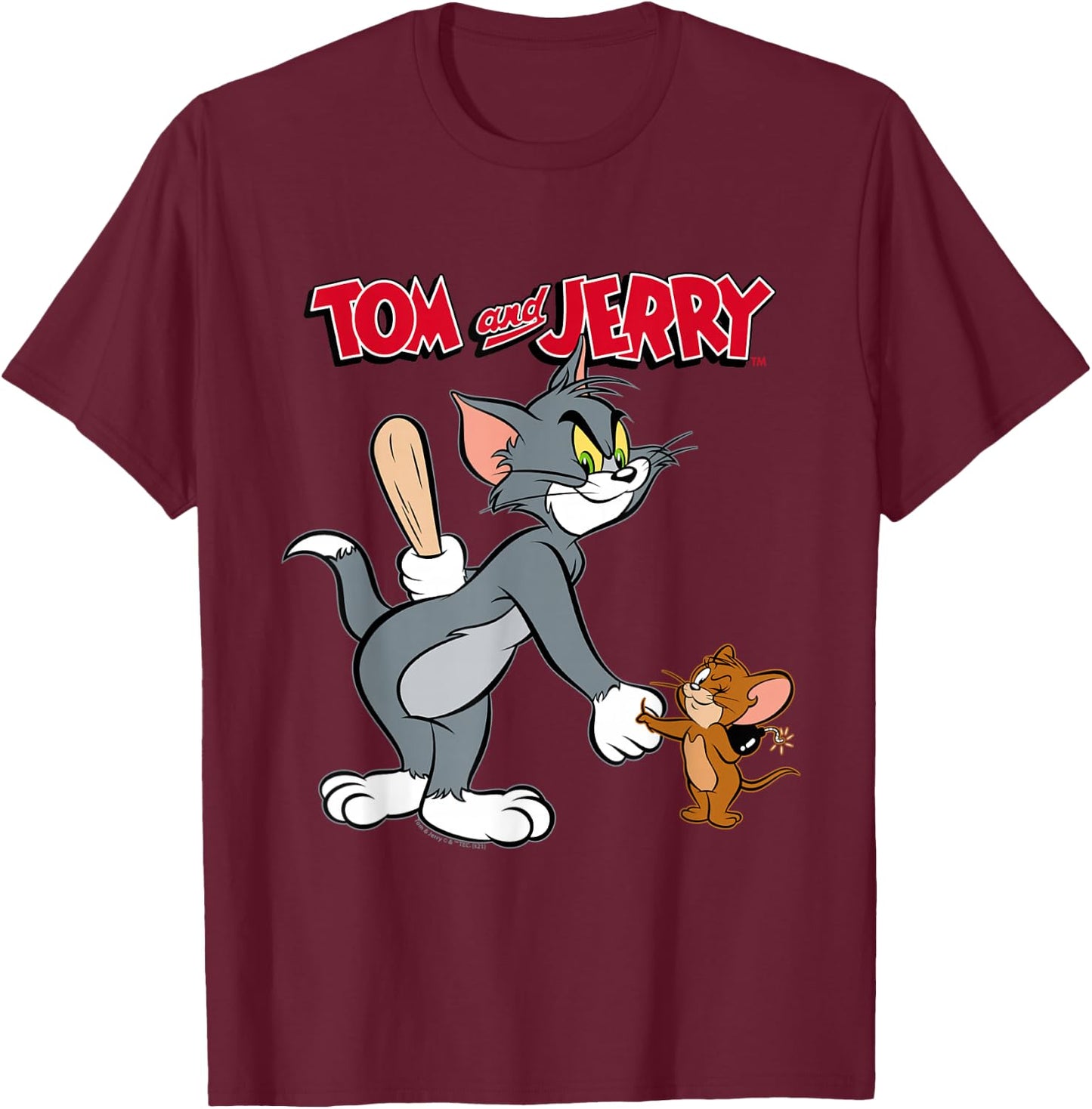 Tom and Jerry Hand Shake T-Shirt - T-Shirt | Maroon