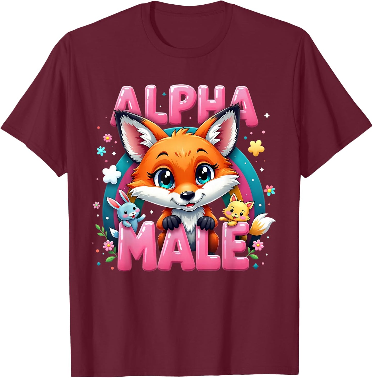 Fox Alpha Cute Foxes Meme Male Humor or Women T-Shirt - T-Shirt | Maroon