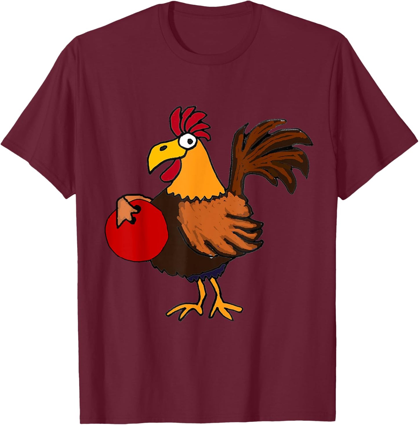 SmileteesSports Funny Rooster Bowling T-Shirt - T-Shirt | Maroon
