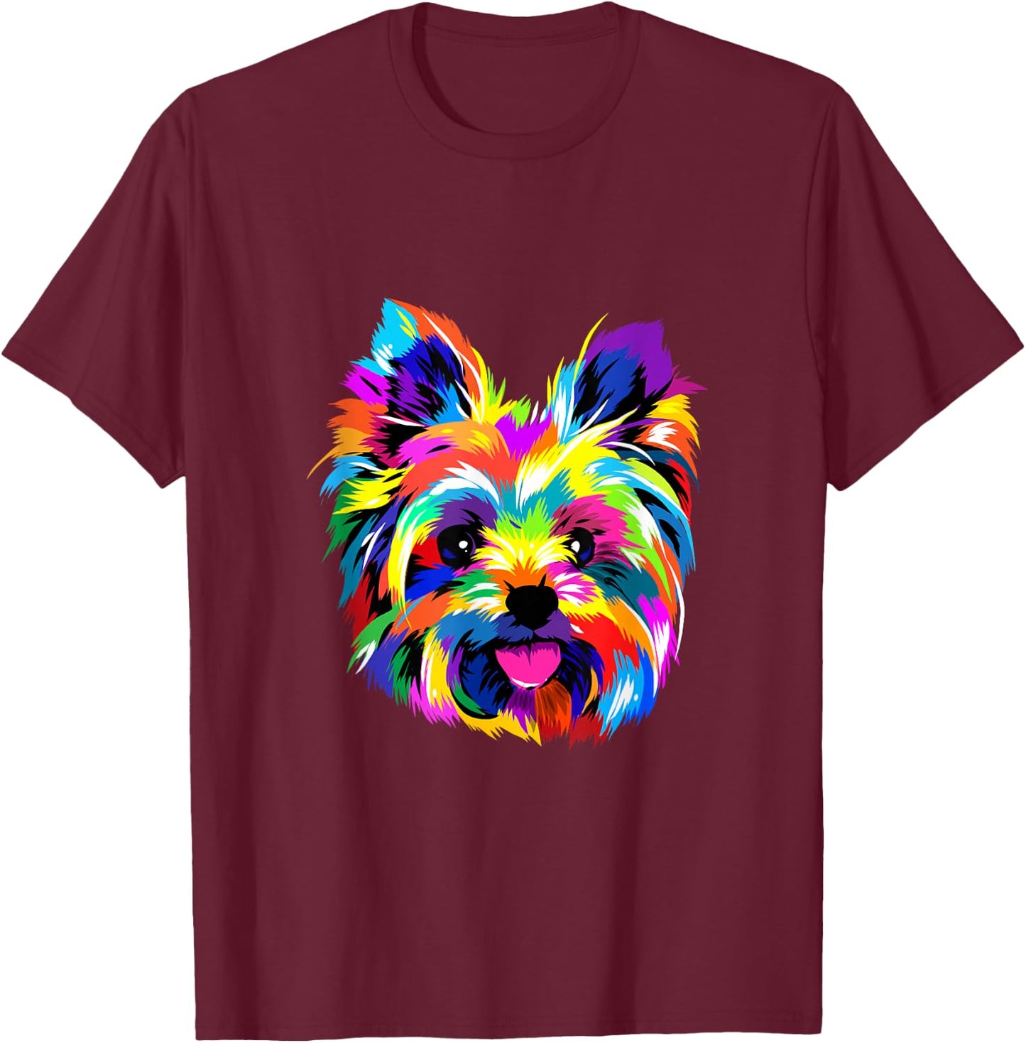 Pop Art Yorkshire Terrier Dog Lover Yorkie Art Yorkie Lovers T-Shirt - T-Shirt | Maroon