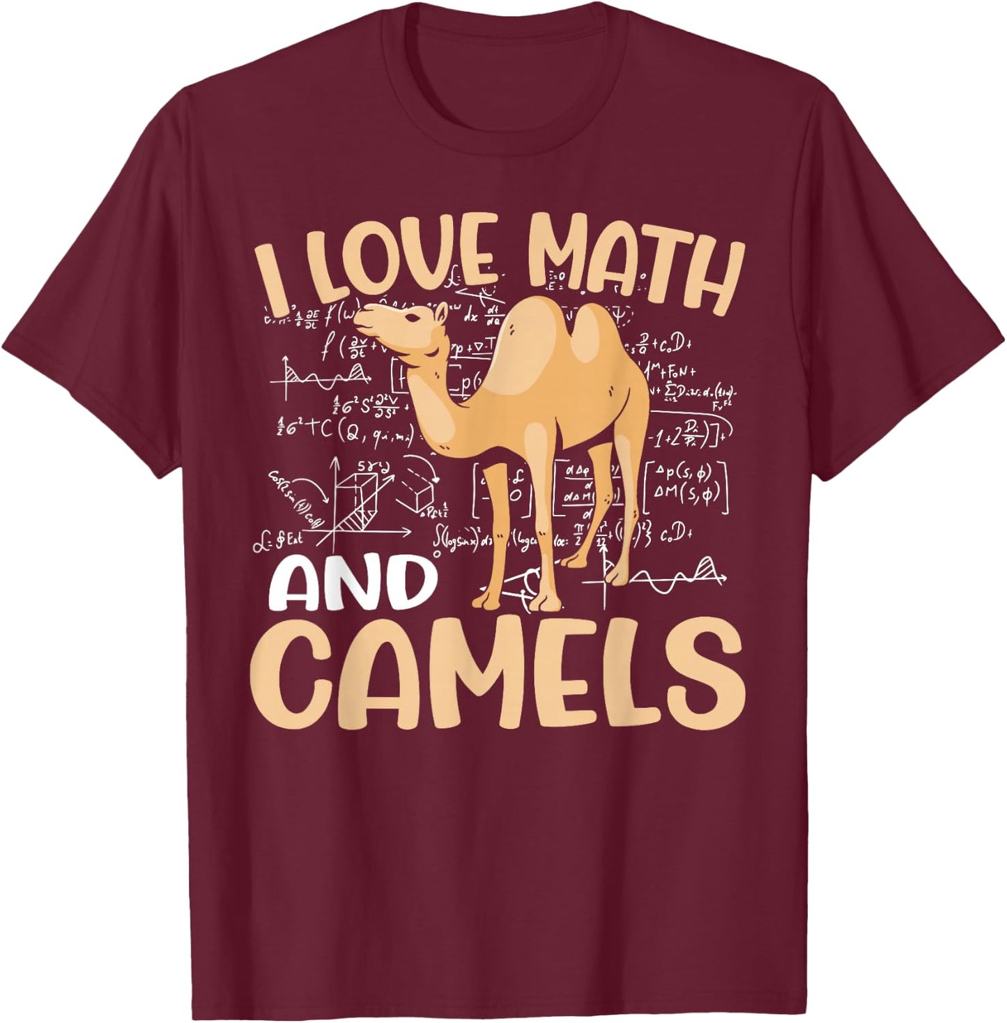Kids Dromedary Funny School I Love Math And Camels T-Shirt - T-Shirt | Maroon