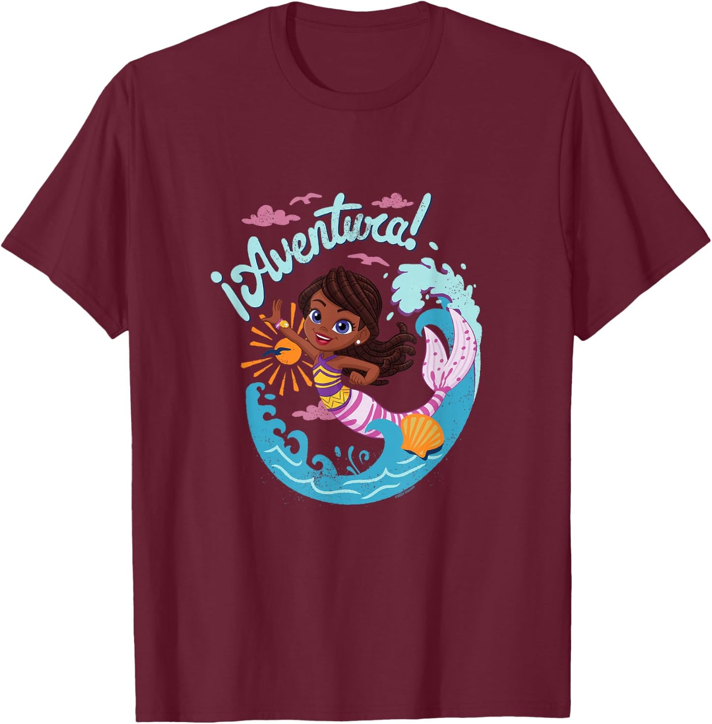 Santiago of the Seas ¡Aventura! Mermaid Lorelai Shot Vintage T-Shirt - T-Shirt | Maroon