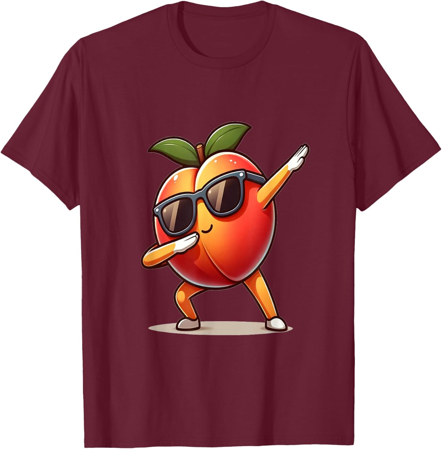 Dab Peach Dancing Dabbing Peach Fruit , black T-Shirt - T-Shirt | Maroon