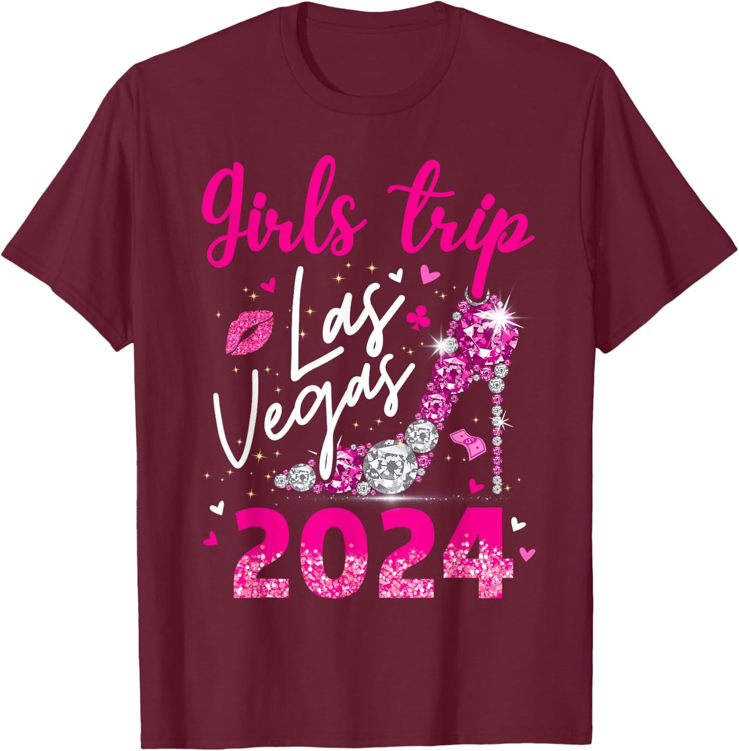Las Vegas Girls Trip 2024 Girls Weekend Party Friend Match T-Shirt - T-Shirt | Maroon