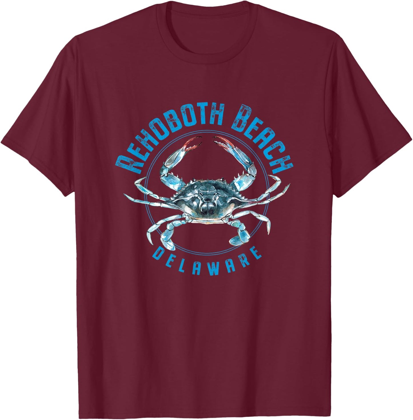 Rehoboth Beach Delaware Blue Crab Design T-Shirt - T-Shirt | Maroon