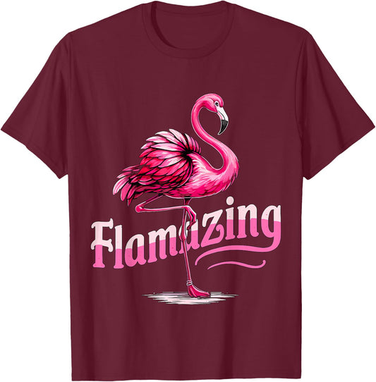 Flamazing Flamingo T-Shirt - T-Shirt | Maroon