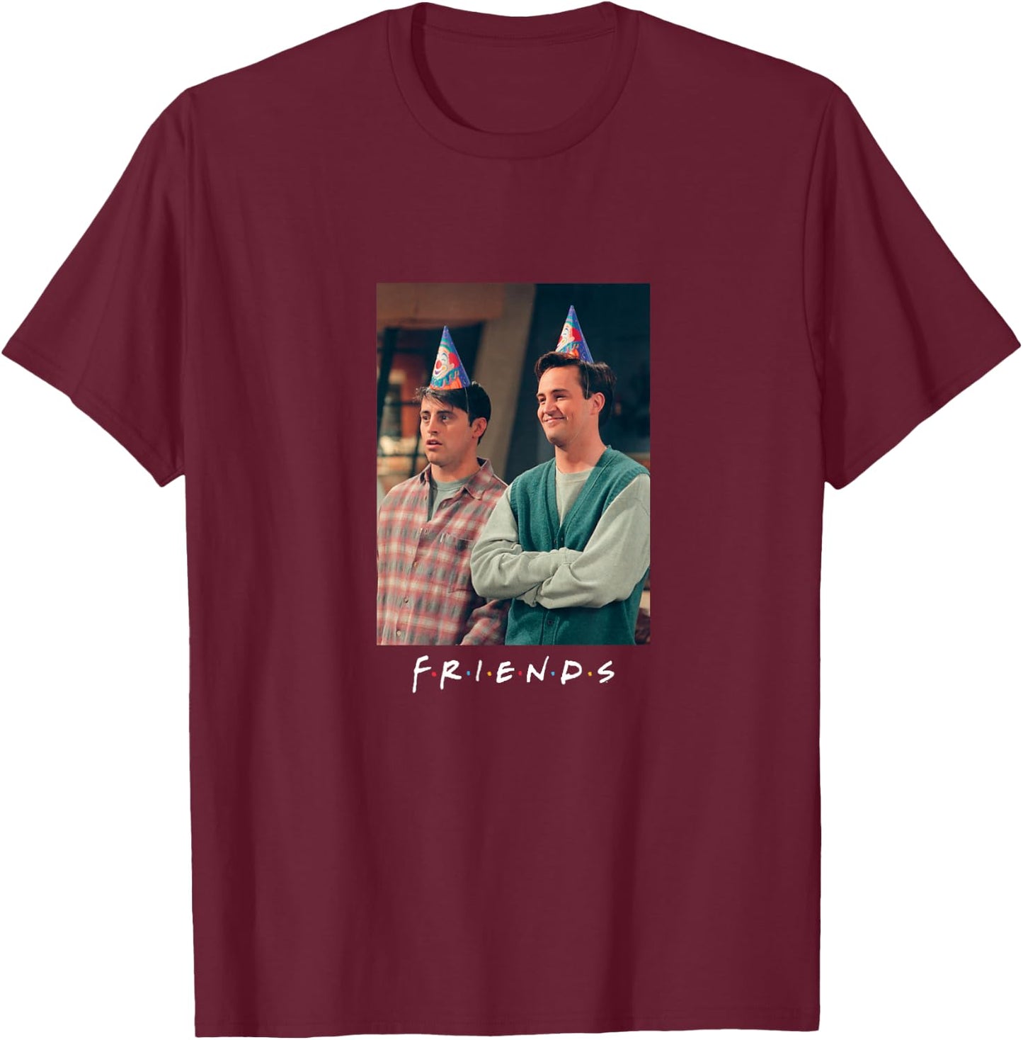 Friends TV Series Joey & Chandler Birthday NY Logo PAPL181 T-Shirt - T-Shirt | Maroon