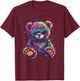 Cool Colourful Bear with Sunglasses T-Shirt - T-Shirt | Maroon