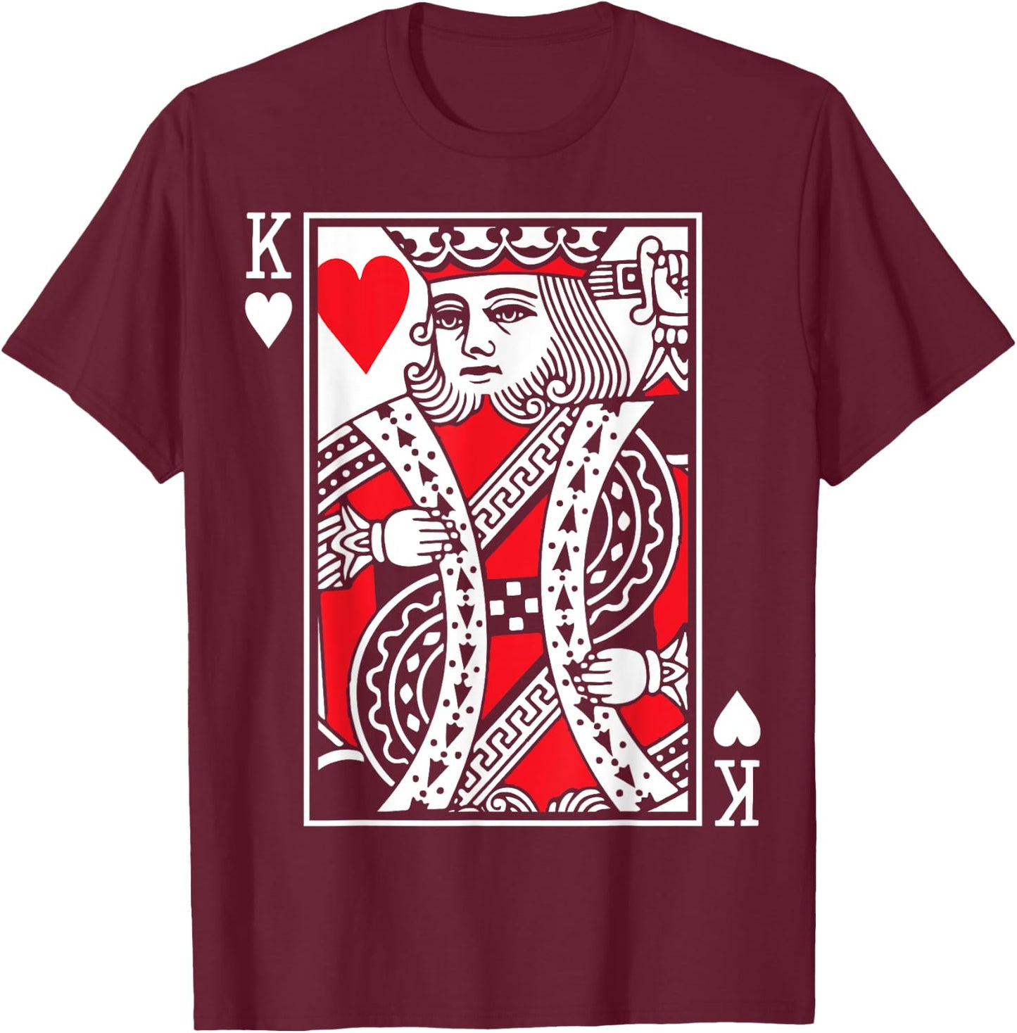 King of Hearts - Poker Cards Costume (Queen Available). T-Shirt - T-Shirt | Maroon