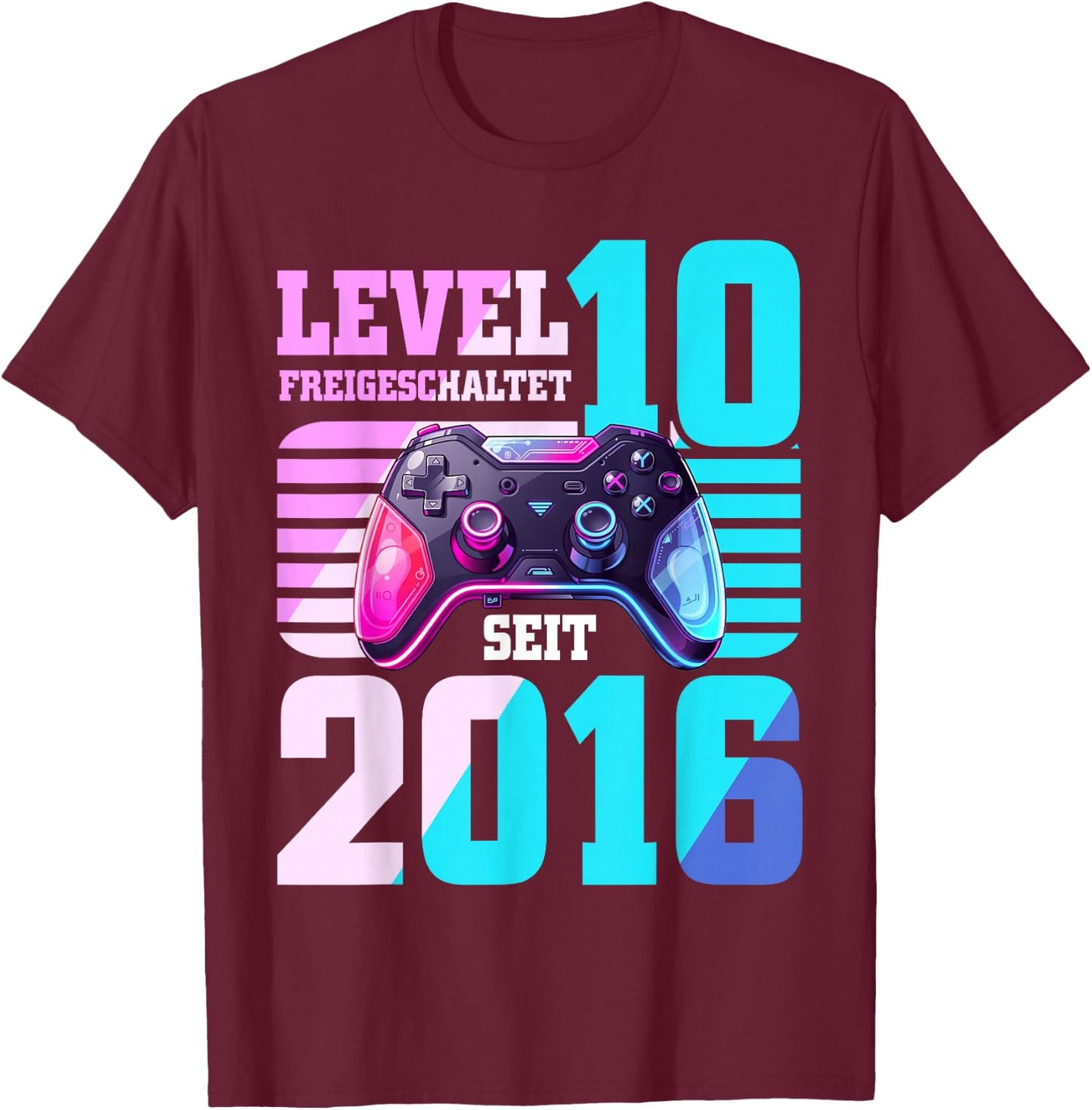 10. Geburtstag Junge Mädchen 2016 Gaming Level 10 Jahre T-Shirt - T-Shirt | Maroon