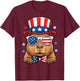 4th of July Capybara Patriotic USA T-Shirt - T-Shirt | Maroon