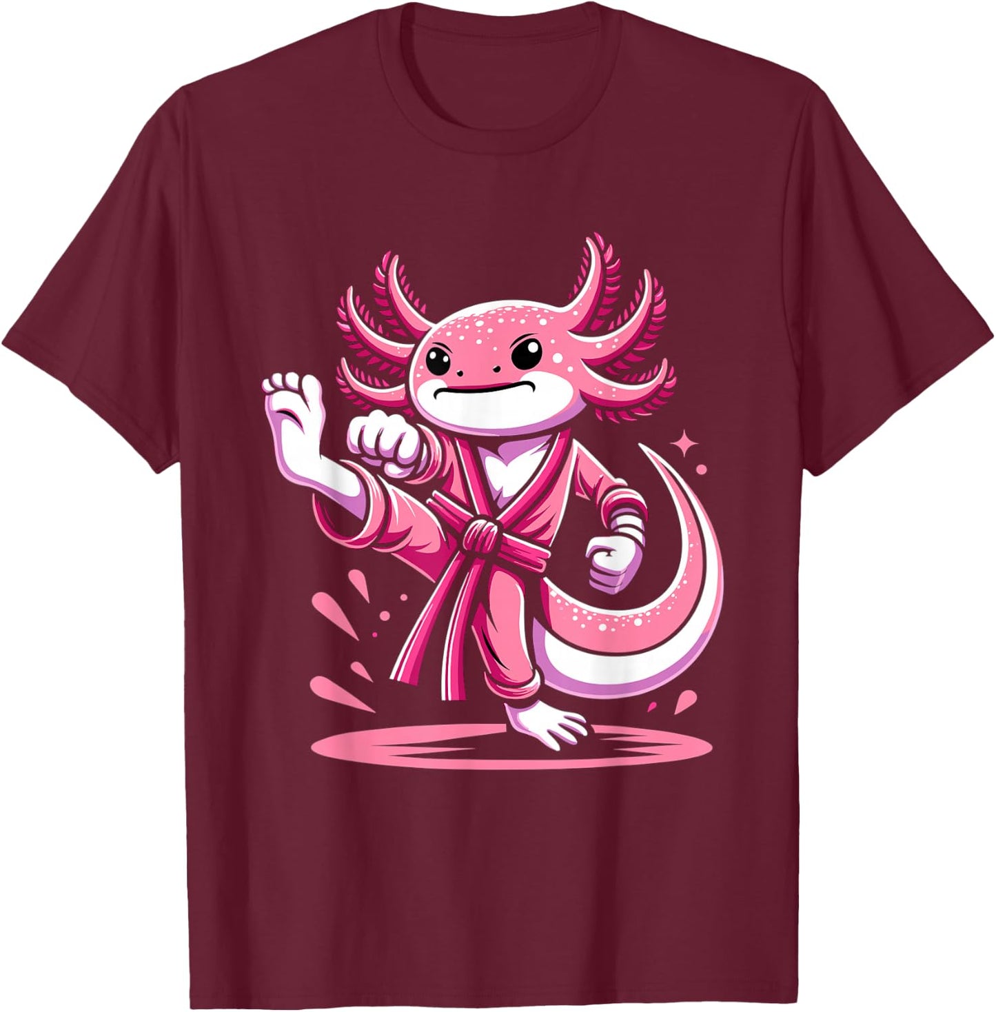 Karate Axolotl Martial Arts Taekwondo Kickboxing For Boys T-Shirt - T-Shirt | Maroon