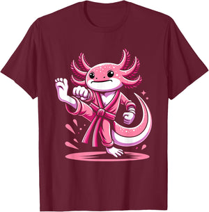 Karate Axolotl Martial Arts Taekwondo Kickboxing For Boys T-Shirt - T-Shirt | Maroon