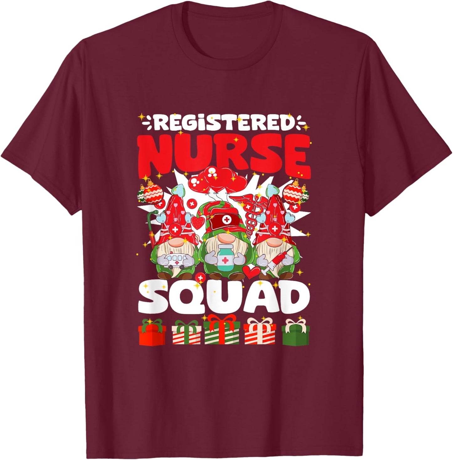 Registered Nurse Squad RN Gnomies Nursing Nurse Gnome T-Shirt - T-Shirt | Maroon