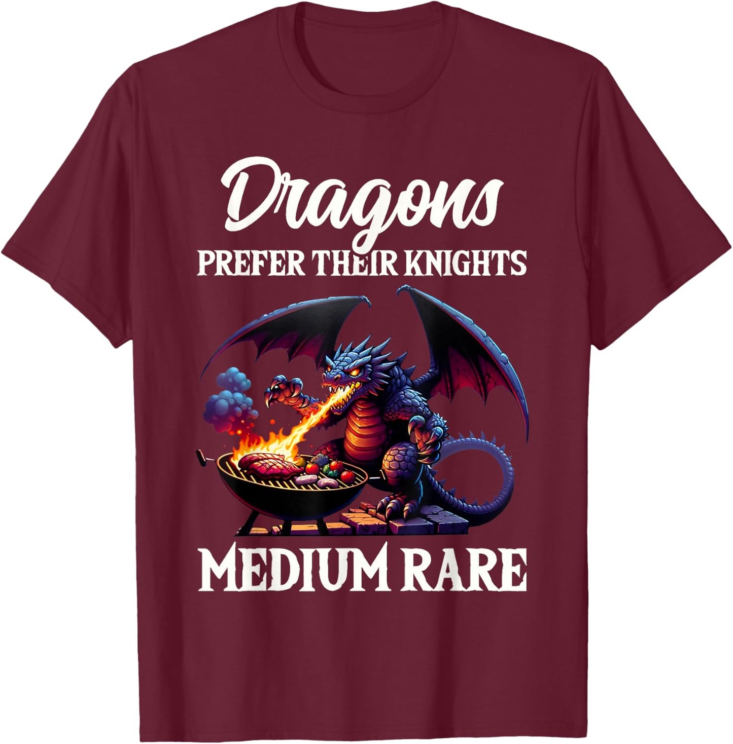 Funny Renaissance Festival Dragons Prefer Knights Design T-Shirt - T-Shirt | Maroon