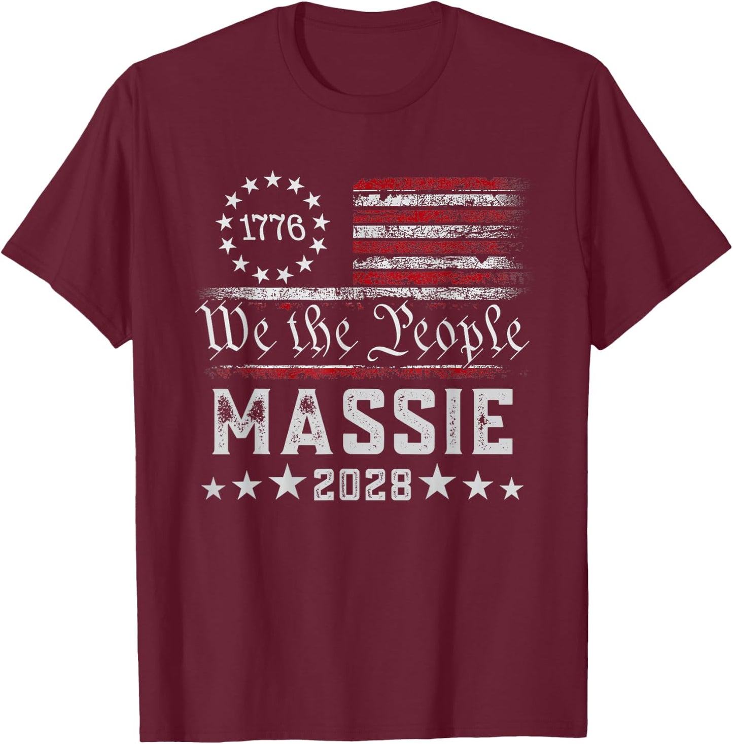 Massie 2028 for President Thomas Massie 2028 Us Flag Vintage T-Shirt - T-Shirt | Maroon