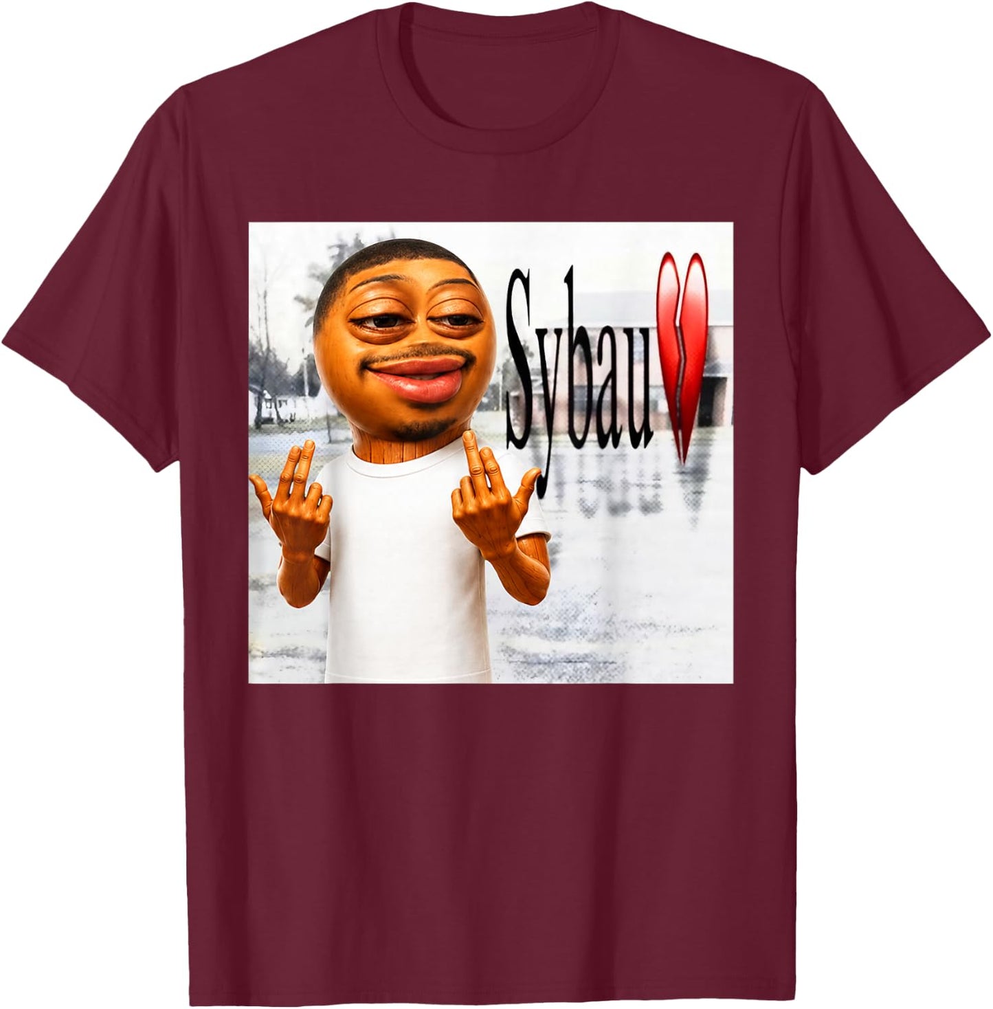 Funny Tung Tung Flight SYBAU Tuff Brainrot Meme T-Shirt - T-Shirt | Maroon