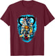 Disney Kingdom Hearts Main Characters Blue Flame Group Shot T-Shirt - T-Shirt | Maroon