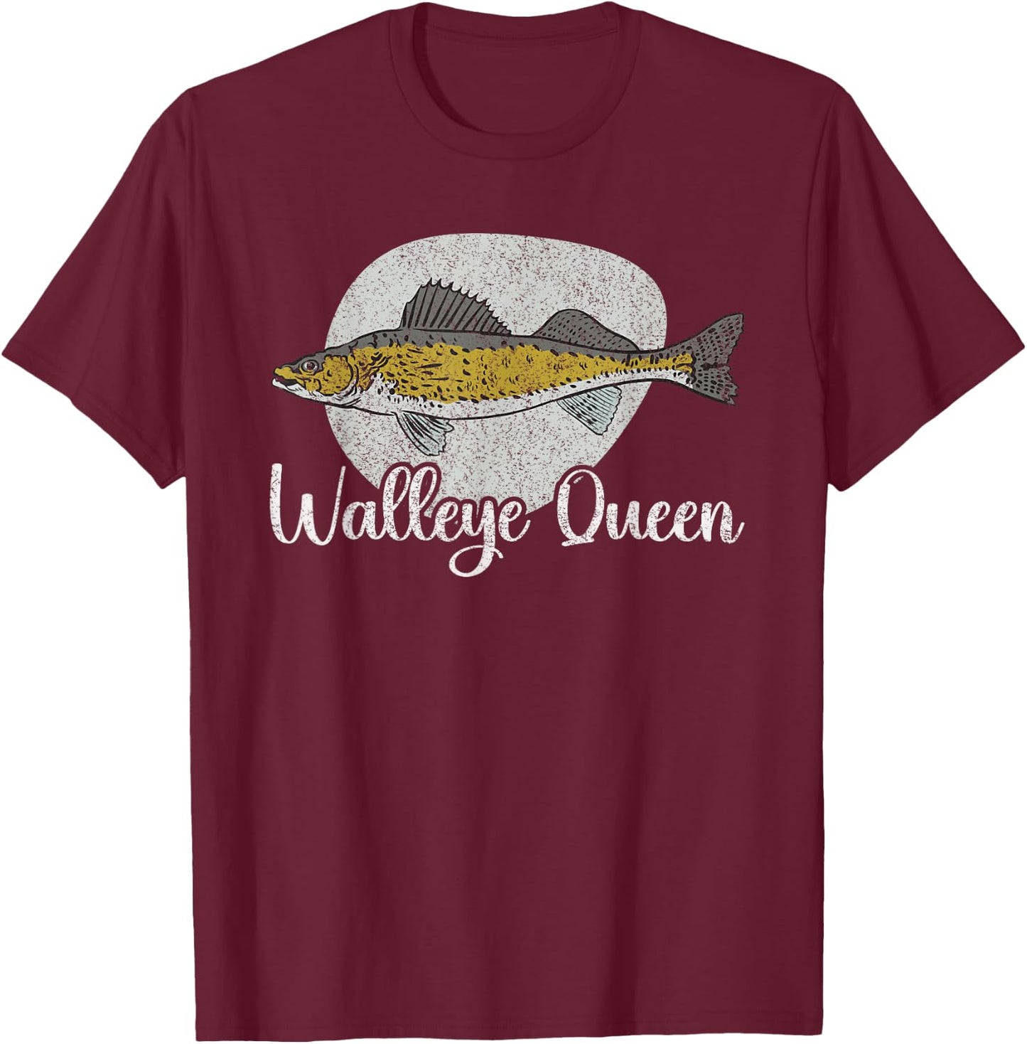 Funny Walleye Queen Fishing Fish Mom Bait Fishing T-Shirt - T-Shirt | Maroon