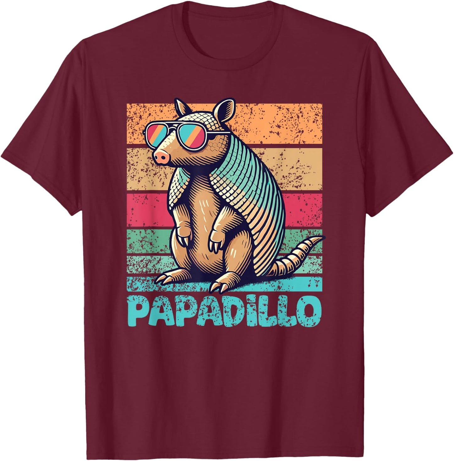 Papadillo Father's Day Best Dad Armadillo T-Shirt - T-Shirt | Maroon