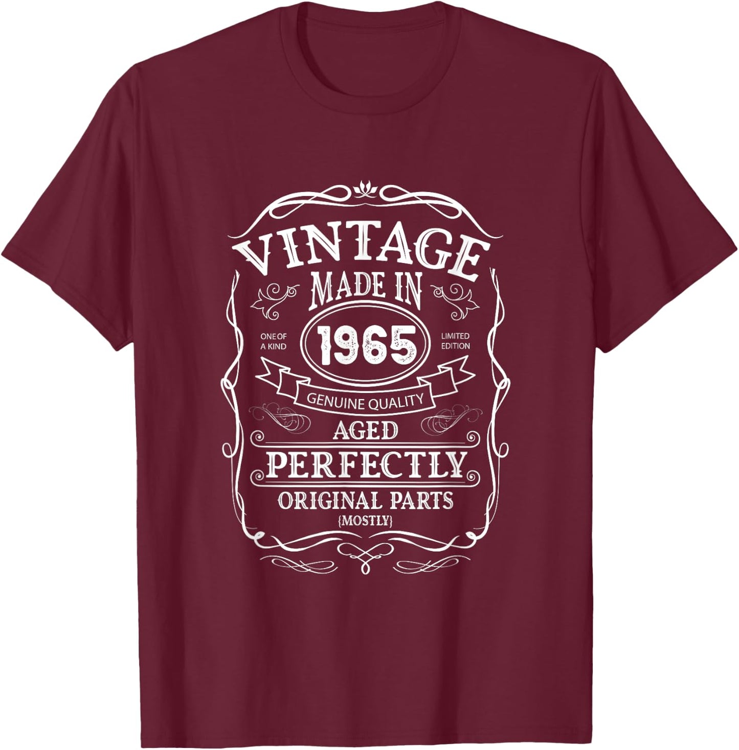 61. Geburtstag, Retro Vintage Design, Mann, Frau 1965 T-Shirt - T-Shirt | Maroon