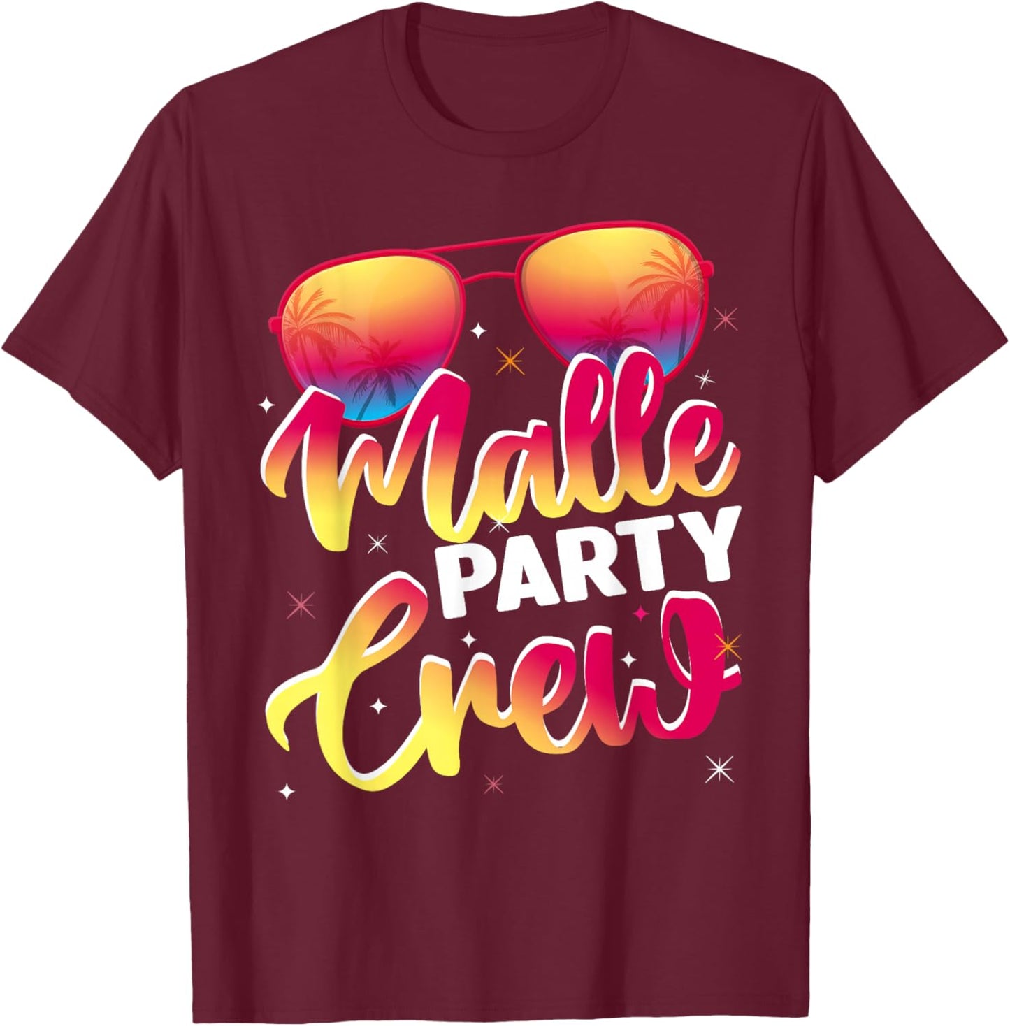 Malle Party Crew Party Holiday Mallorca , black T-Shirt - T-Shirt | Maroon