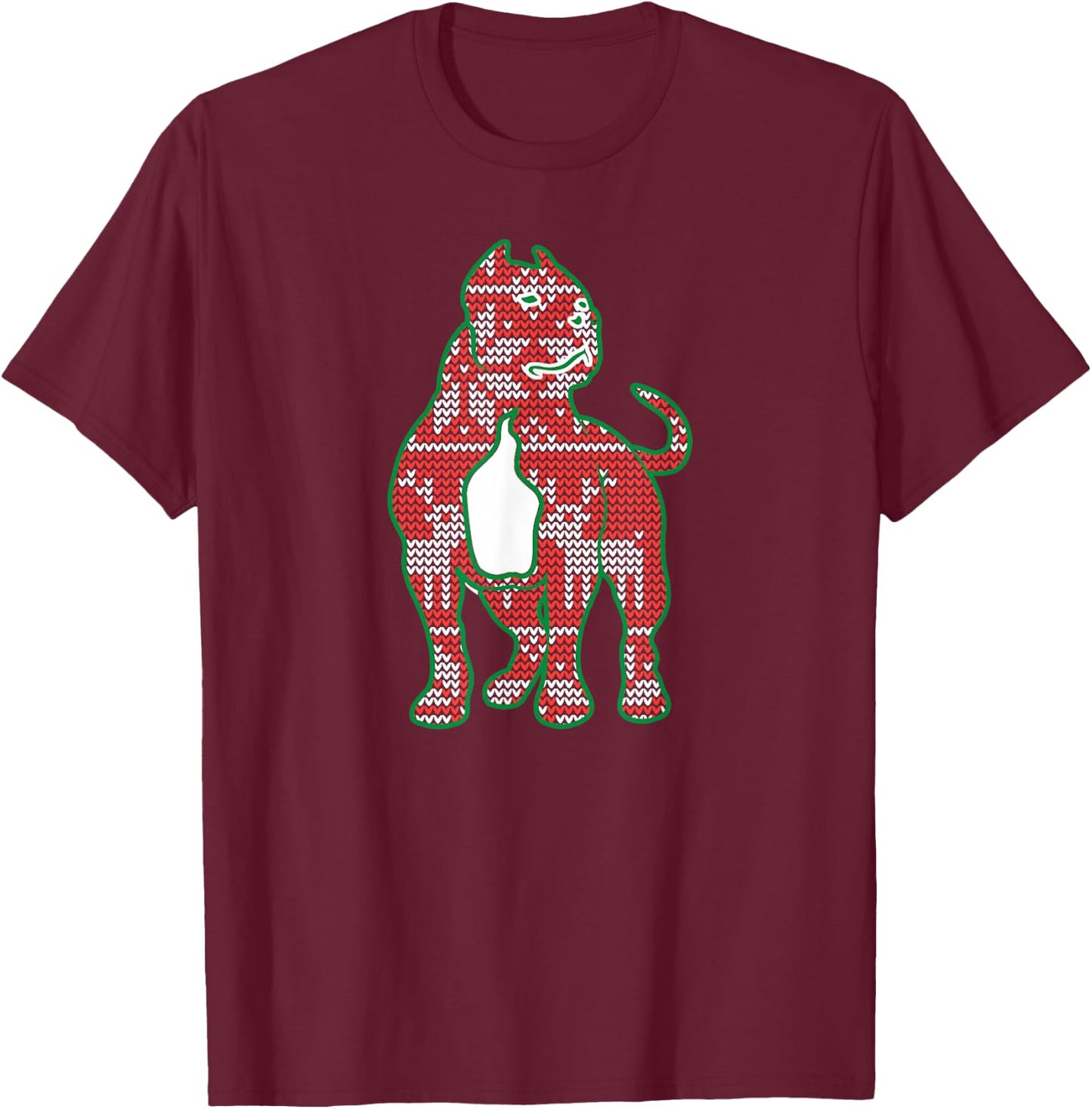 American Bully Dog Ugly Sweater Christmas Puppy Dog Lover T-Shirt - T-Shirt | Maroon