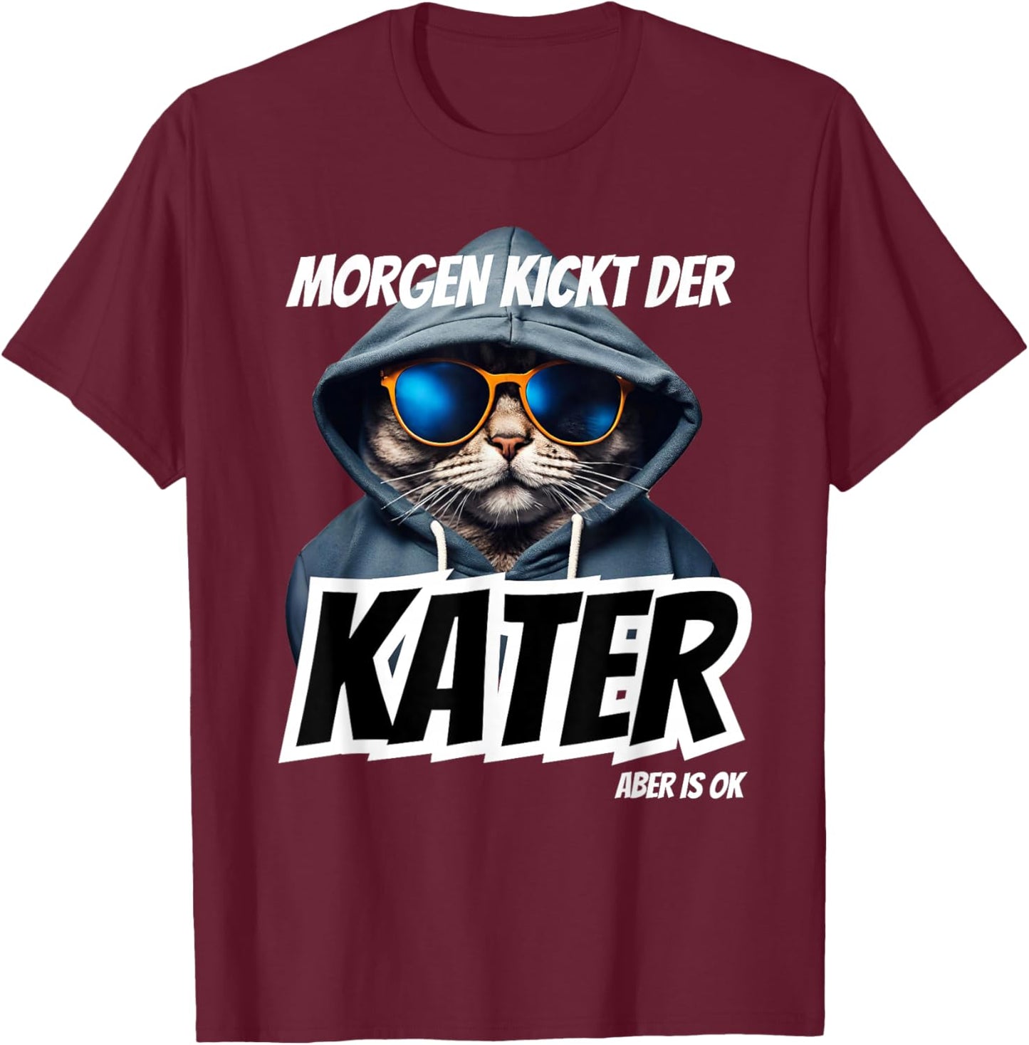 Morgen Kickt der Kater Malle Party Summer with Julian Apres , black T-Shirt - T-Shirt | Maroon
