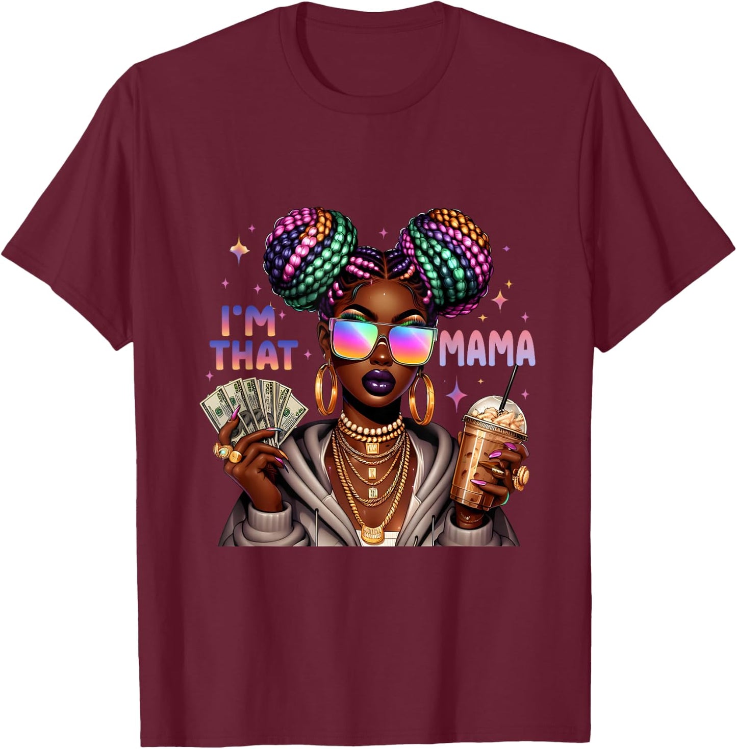 African American Melanin I'm That Mama Afro Queen T-Shirt - T-Shirt | Maroon