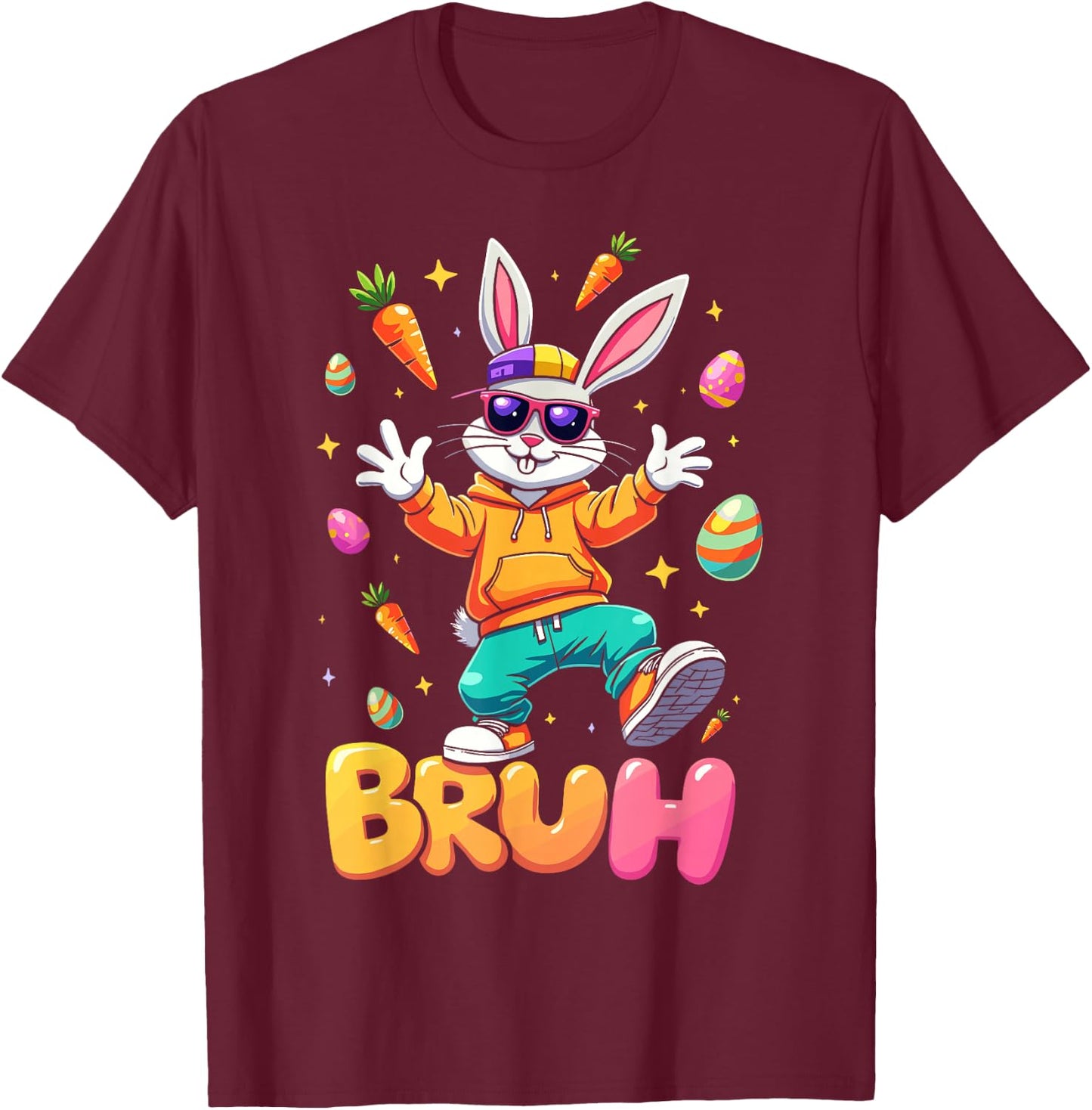 Bruh Easter Bunny Cool Dabbing Outfit Men Kids Toddler Boys T-Shirt - T-Shirt | Maroon