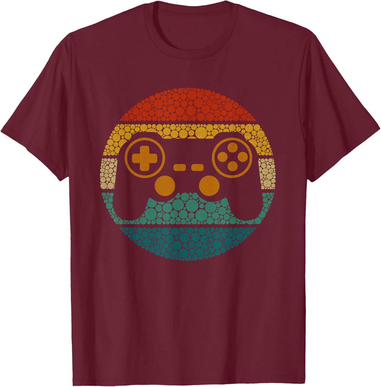 Retro Polka Dots Gaming Controller Video Gamers Dot Day Boys T-Shirt - T-Shirt | Maroon