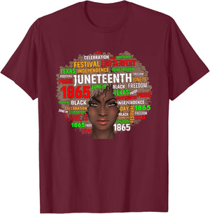 Black Juneteenth 1865 Freedom African Afro June 19th T-Shirt - T-Shirt | Maroon